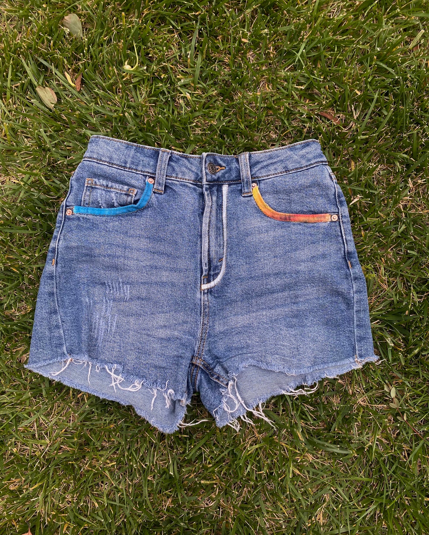 Wave & Poppy Blossom Denim Shorts