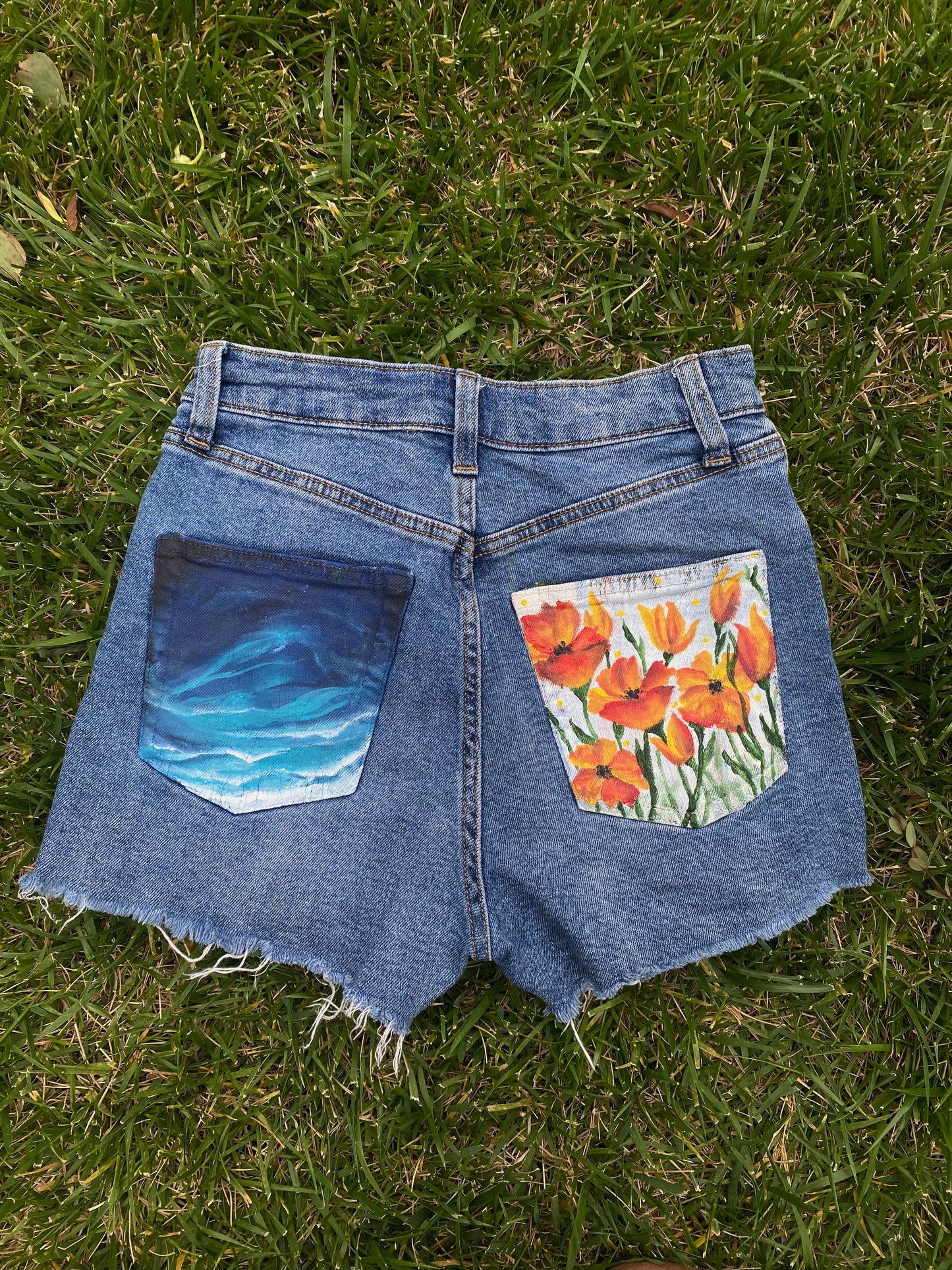 Wave & Poppy Blossom Denim Shorts